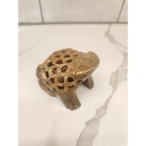 Vtg Made In India Hand Carved Soapstone Frog Within a Frog Figuirine Paperweight